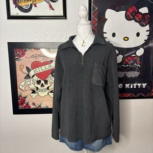 Old Navy Grey Fleece Quarter Zip Sweater
